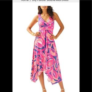 Lilly Pulitzer PLUME BLOOM Sloane V-Neck Midi Dress